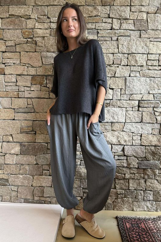 Conrad Box Cotton Knit Charcoal -